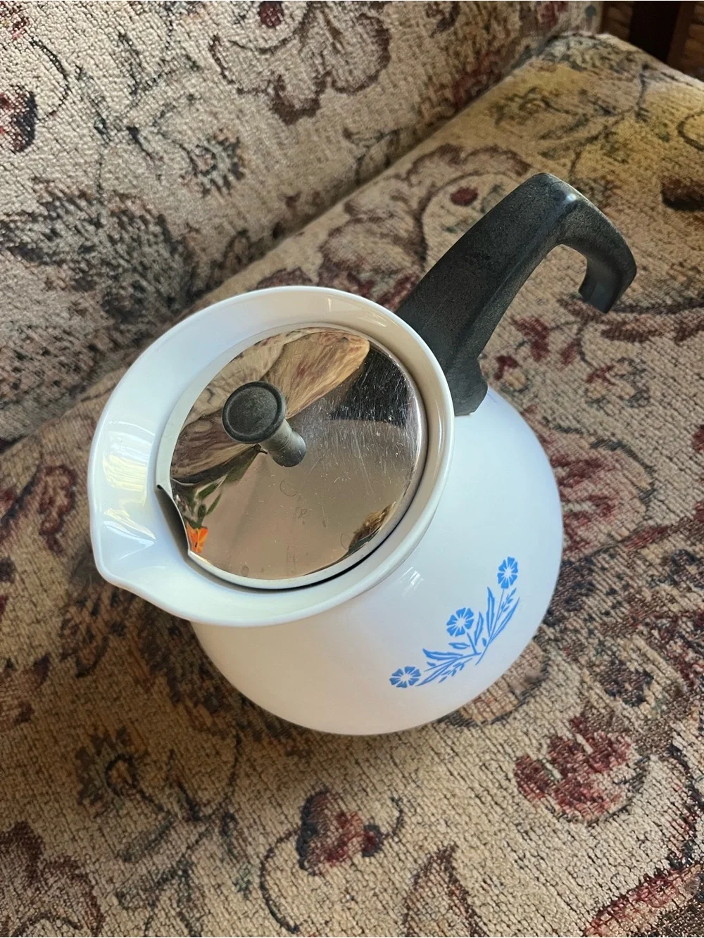 Corning Ware Coffee Percolator with Blue Cornflower Pattern